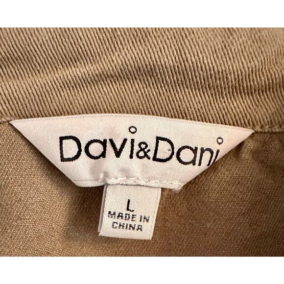 Davi & Dani Women’s Olive Green “Rock & Roll” Frayed Utility Jacket. Sz L NEW - Picture 13 of 13